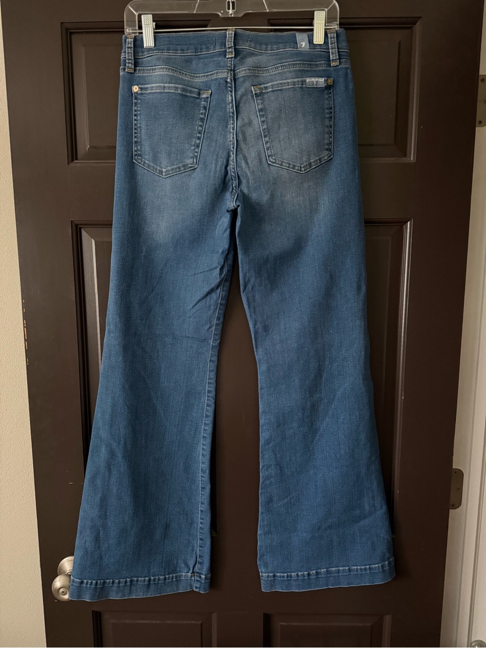 7 For All Mankind Tailorless Dojo Blue Wide Leg Flare Jeans 29 - Picture 2 of 5